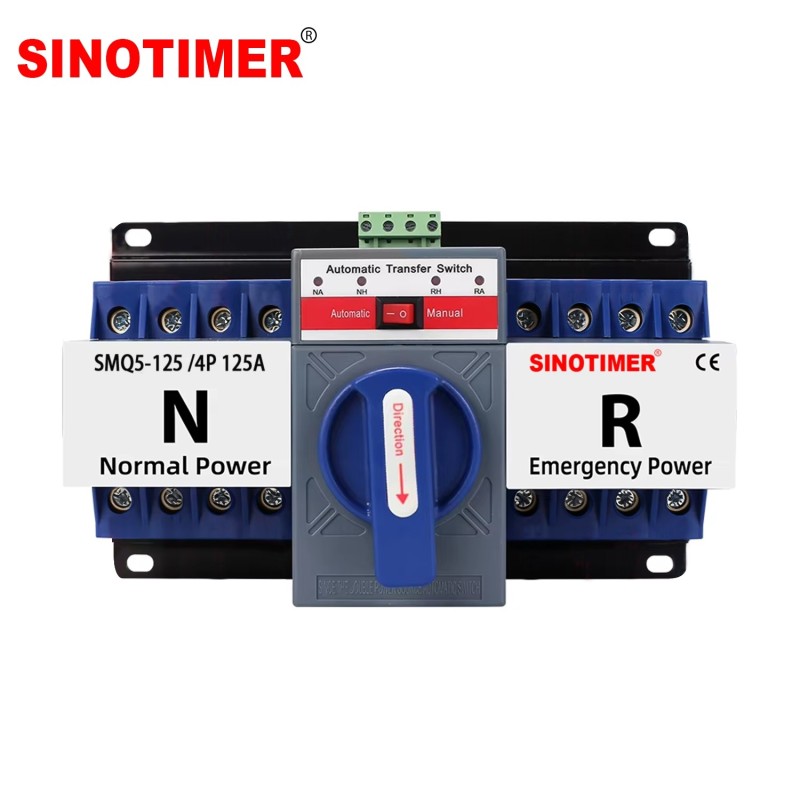 Comutator automat transfer SINOTIMER 125A 4P, ATS trifazic retea – generator, mod automat si manual